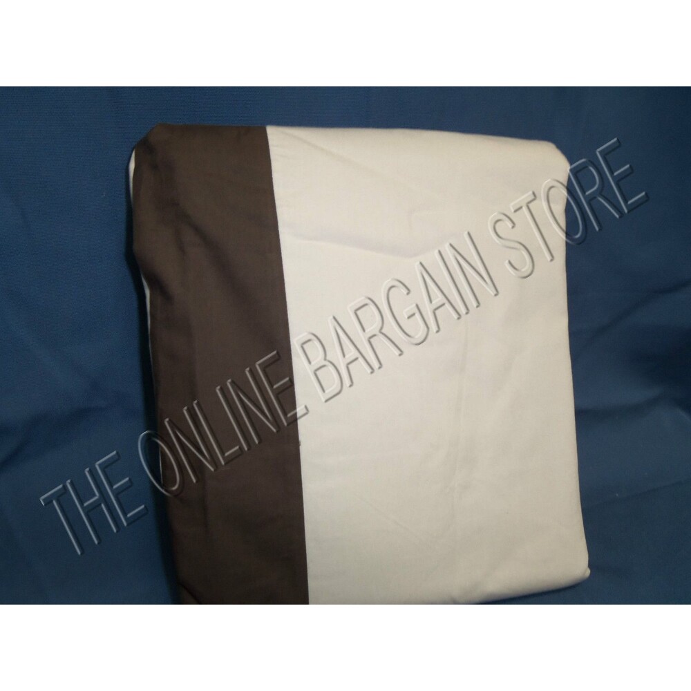 Pottery Barn Kids PBK Classic Double Border Bed Duvet Cover Twin Khaki Brown